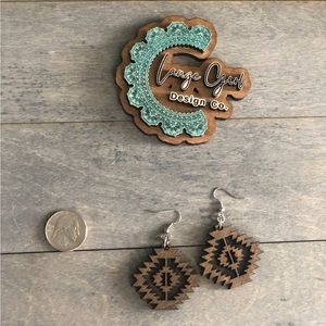 Southwest style Aztec print cutout tribal earrings